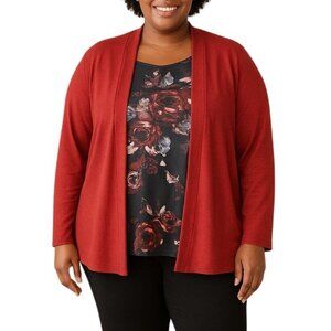 White Stag Plus Size XL (16-18) Top Cardigan Open-Front attached Floral Inner